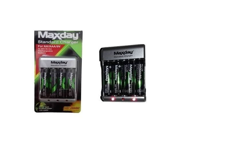 Pilha Recarregável Maxday 4 Aa Carregador Rápido Bivolt