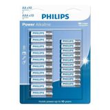 Kit Pilha Alcalina Aa 20 + Aaa 20 Un Philips Power Alcalina