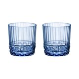 Jogo 2 Copos Cristal Whisky 370 Ml Azul America 20s Bormioli
