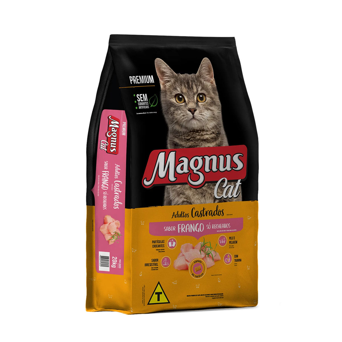 Ração Magnus Premium Para Gatos Adultos Castrados Frango Recheado 20kg