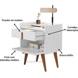 Mesa Cabeceira Denise 1 Gaveta 1 Porta Pés Palito Branco