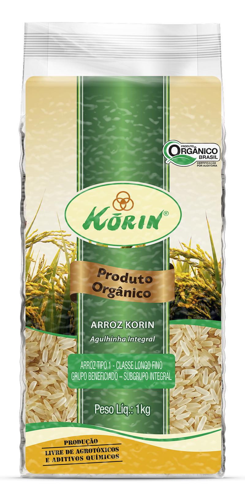 Arroz Agulhinha Integral Korin Orgânico Pacote A Vácuo 1kg