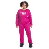 Pijama Plus Size Feminino Manga Longa Jucatel Rosa Plus G1