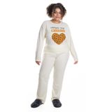 Pijama Plus Size Feminino Manga Longa Jucatel Bege Plus G1