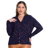 Camisa Manga Longa Viscotorcion Secret Glam Azul Plus G1