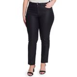 Calca Skinny Glow Sarja Resinada Elast Secret Glam Preto Plus 54