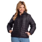 Jaqueta Puffer Feminina Plus Size Secret Glam Preto Plus G2