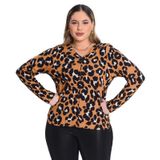 Camisa Manga Longa Viscotorcion Secret Glam Marrom Plus G4