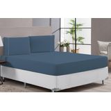 Lençol Macio Cama Casal King 400 Fios Azul 3 Peças