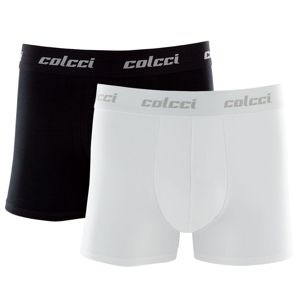 Kit Cueca Boxer Colcci 2 Peças Masculina Algodão Com Elástico Preto 01 M