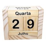 Calendário Permanente De Mesa Madeira Home Office Decor Cru