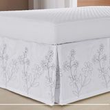 Saia Box Bordada Para Cama De Casal Padrão - Branco