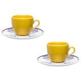 2 Xícaras Café Porcelana 75ml Com Pires Coup Lisboa Oxford