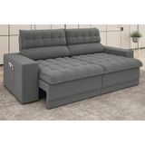 Sofá Omega 2,30m Assento Retrátil e Reclinável Velosuede Grafite - NETSOFAS