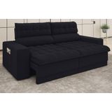 Sofá Omega 2,30m Assento Retrátil e Reclinável Velosuede Preto - NETSOFAS