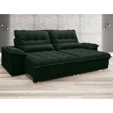 Sofá Bergamo 2,10m Assento Retrátil e Reclinável Velosuede Verde - NETSOFAS