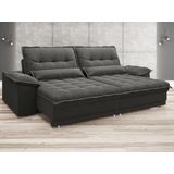 Sofa Bergamo 2,50m Assento Retrátil e Reclinável Velosuede Cinza - NETSOFAS