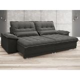 Sofa Bergamo 2,50m Assento Retratil e Reclinavel Velosuede Cinza - NETSOFAS