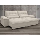 Sofa Bergamo 2,90m Assento Retrátil e Reclinável Velosuede Areia - NETSOFAS