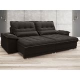 Sofa Bergamo 2,50m Assento Retratil e Reclinavel Velosuede Chocolate - NETSOFAS