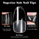 Loveourhome 600pc Gel X Nail Tips Amêndoa Oval Clear Fake N