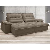 Sofá Bergamo 2,90m Assento Retrátil e Reclinável Velosuede Capuccino - NETSOFAS