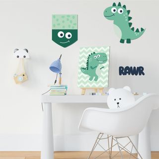 Kit Placa Decorativa MDF Infantil Dinossauro Baby 4un