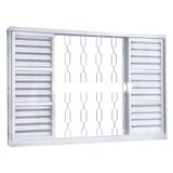 Janela Veneziana Aço 6 Folhas com Grade Elo MGM Minas Sul 100cmx200cm Vidro Mini Boreal Branco