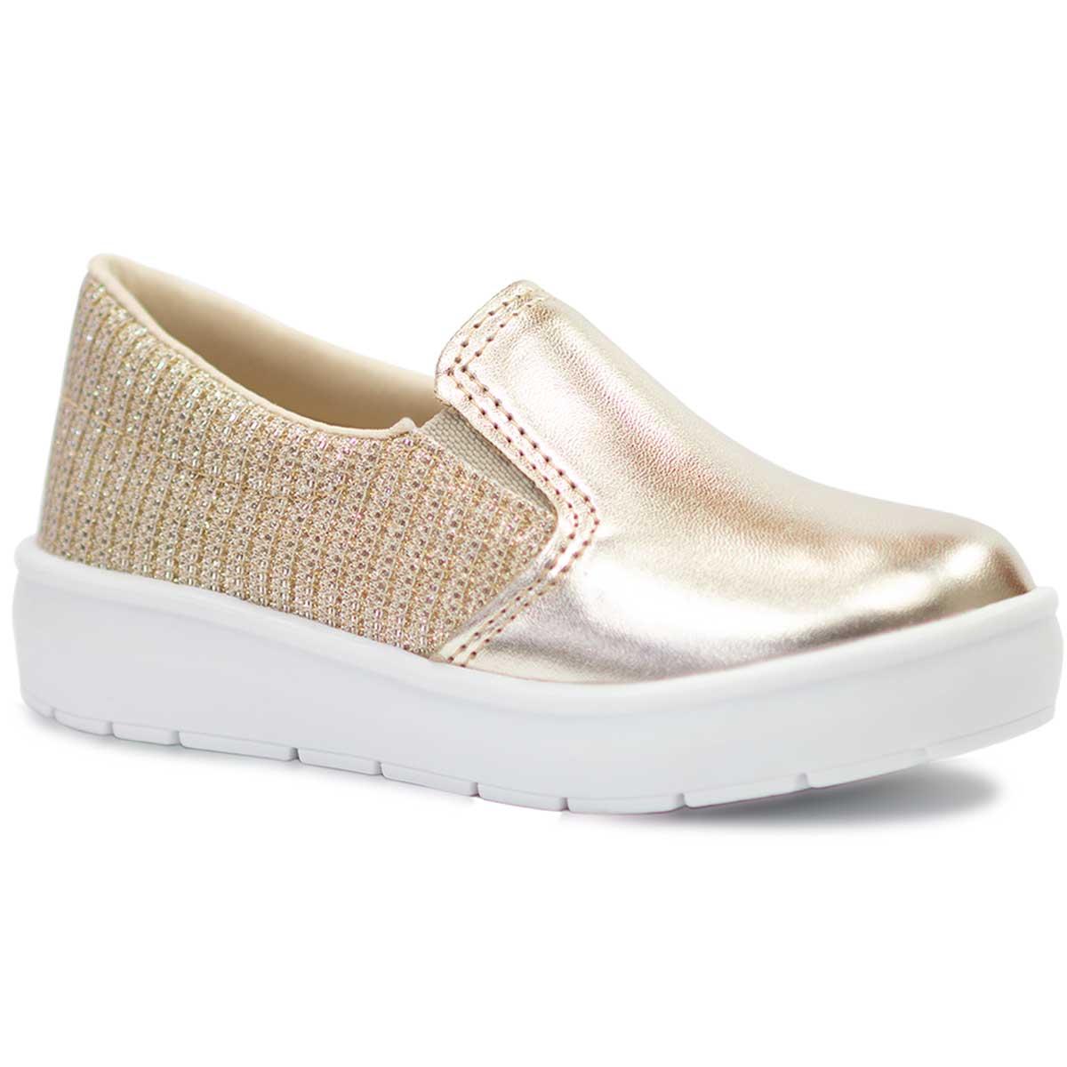 Tenis Iate Slip On Infantil Menina Feminino Casual Moda 11.84 Cor:dourado,tamanho:26