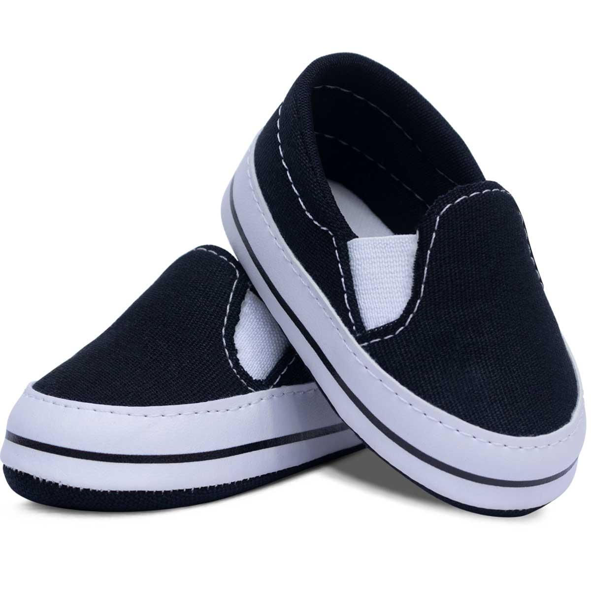 Tenis Bebê Slip On Menina Infantil Calce Fácil 01.09 Cor:preto,tamanho:g