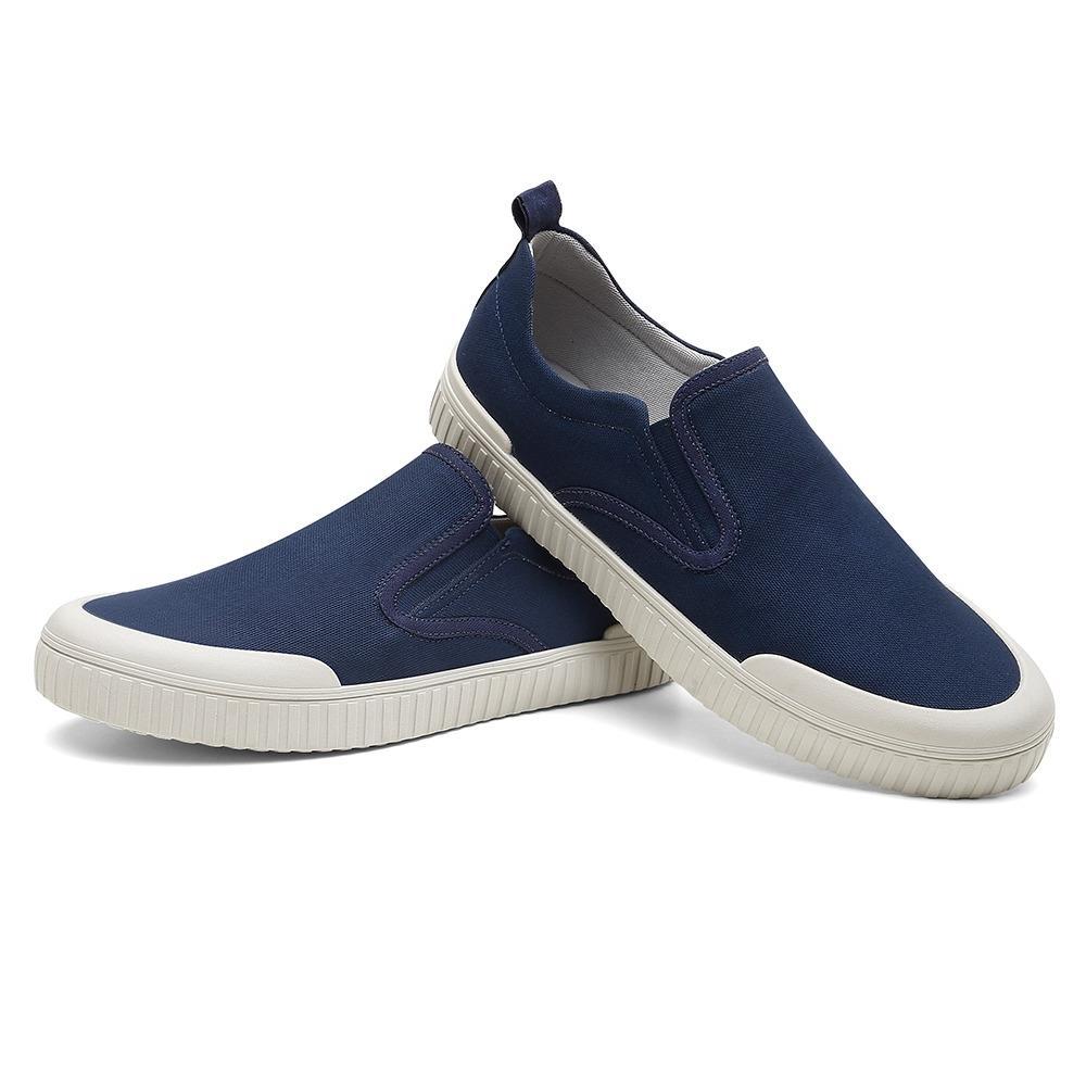 Tênis Slip On Masculino Calce Fácil Liso Básico Conforto Azul 40