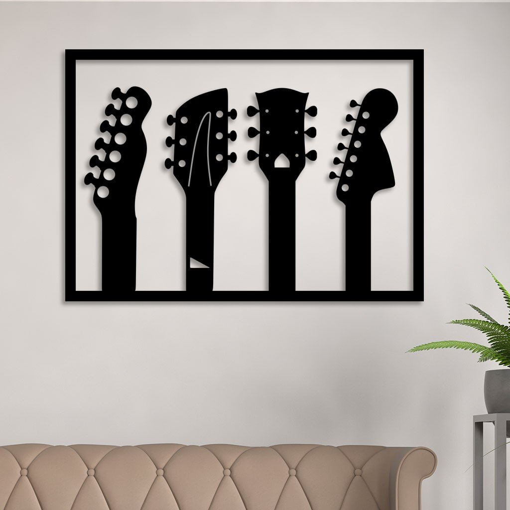 Quadro Individual Vazado Em Mdf Guitarras