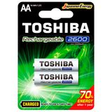 Pilha Recarregável Aa Toshiba, 2600 Mah, Blister C/ 2 Unidades - Tnh-6gae Bp-2c