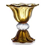 Vaso Em Cristal Murano Âmbar - Assinado - São Marcos 34cm