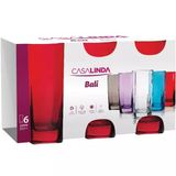 Jogo 6 Copos 320 Ml  Bali Vermelho Cozinha Bebida