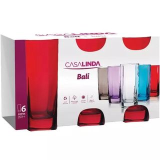 Jogo Copo De Vidro Azul Bellagio 450 Ml Com 6 Copos - Casa Linda