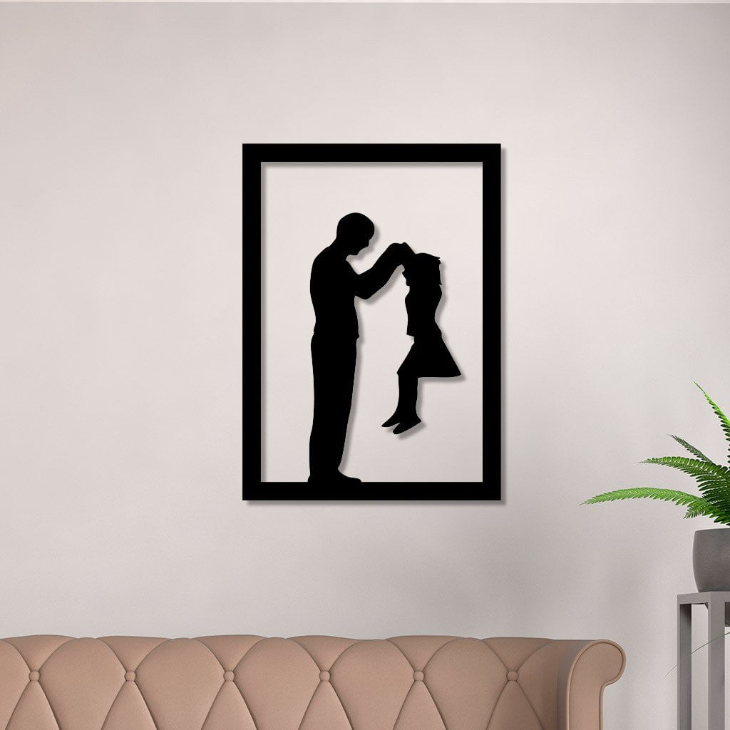 Quadro Vazado Em Mdf Pai E Filha Com Moldura