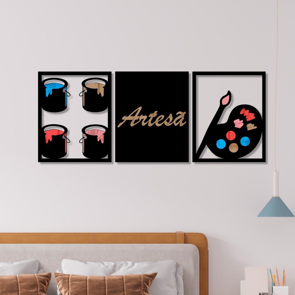 Conjunto 3 Quadros Vazados Artesã Com Acrílico - Carrefour