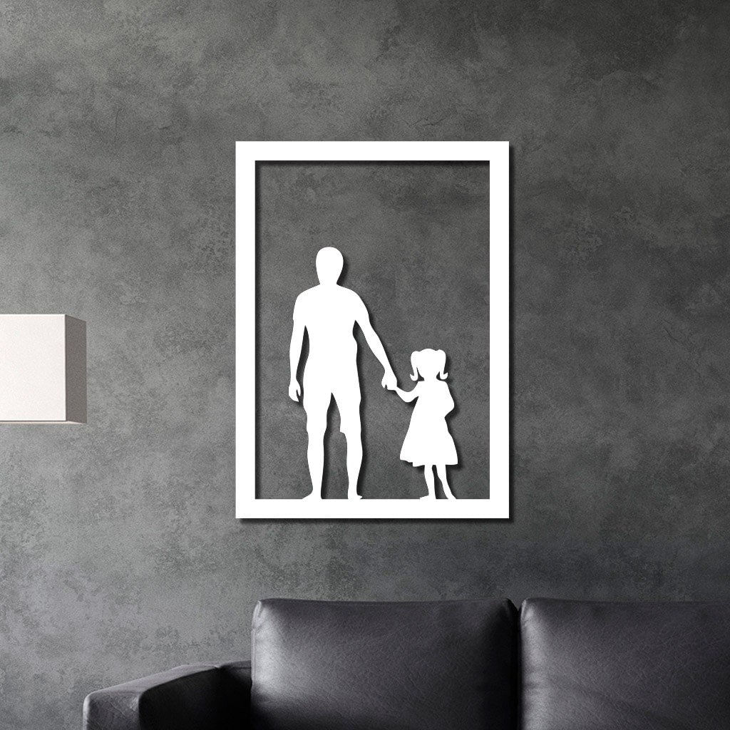 Quadro Vazado Em Mdf Pai E Filha 1 Com Moldura