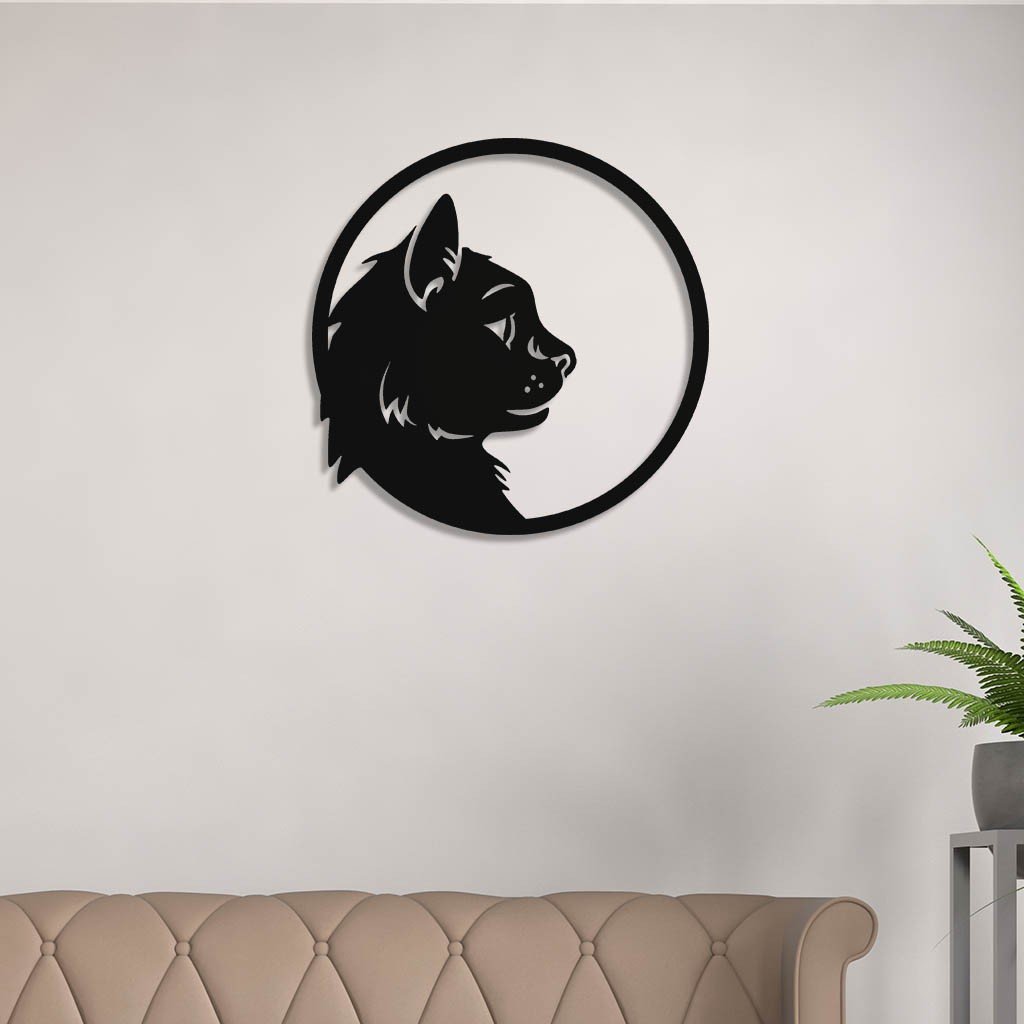 Quadro Individual Circular Em Mdf Gato