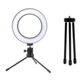 Ring Light Iluminador 8' 20Cm Fotos Vídeos Tripé De Mesa Luz Led