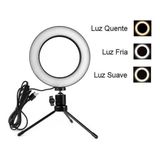 Ring Light Iluminador 8' 20Cm Fotos Vídeos Tripé De Mesa Luz Led