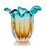 Vaso Em Cristal Murano Esmeralda E Âmbar  São Marcos