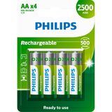 Pilha Recarregavel Philips Aa 2.500mah C/4 Unidade - R6b4rtu25/59