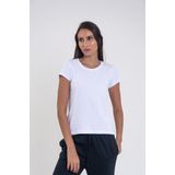 Camiseta Básica De Algodão Feminina Branco Lisa