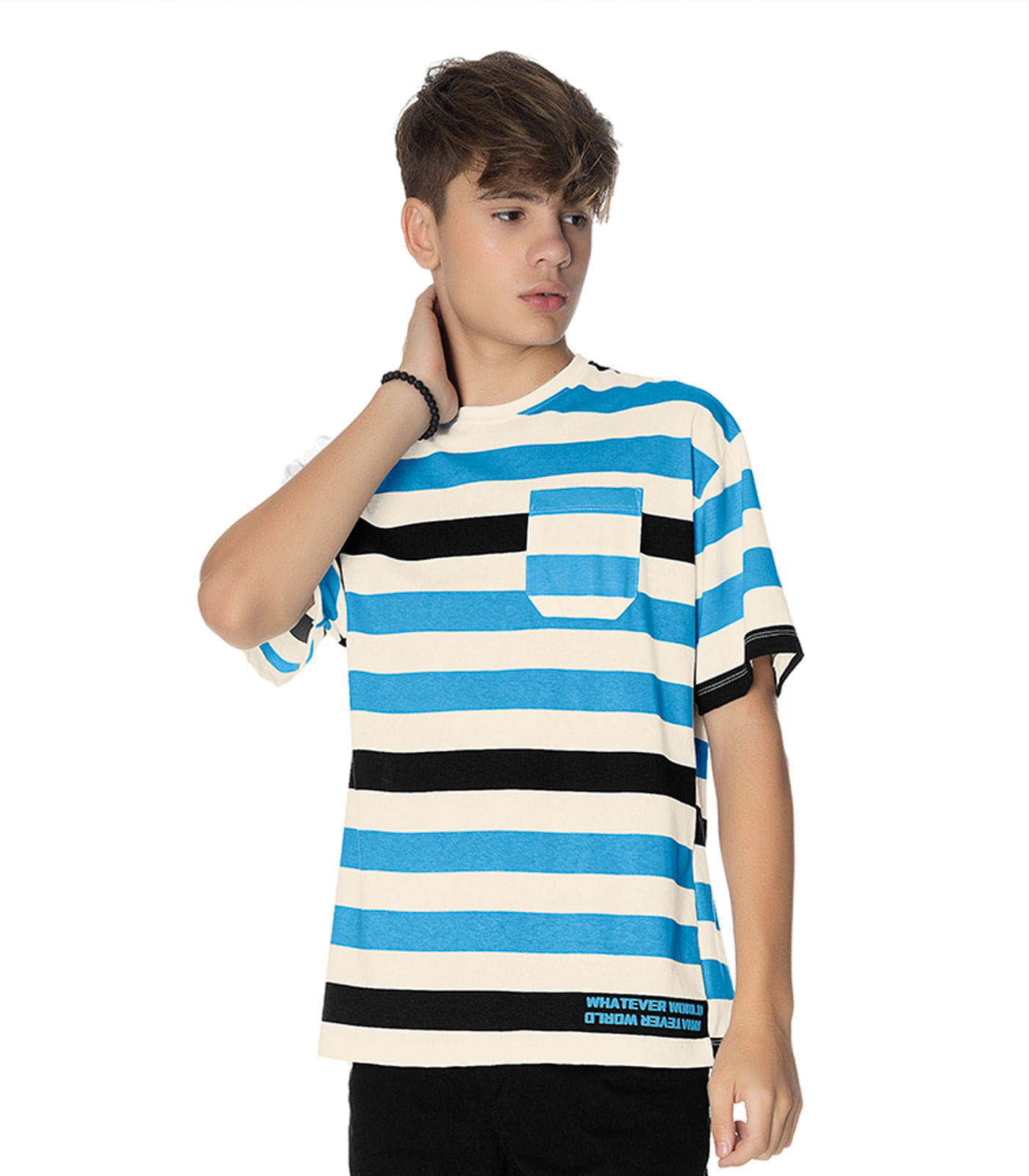 Camiseta Juvenil Masculina Listrada Minty Azul 12