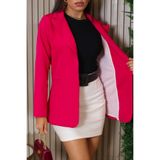 Blazer Feminino Alongado Alfaitaria Com Botão Rosa Pink