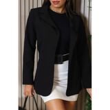 Blazer Feminino Alongado Alfaitaria Com Botão Forrado Preto