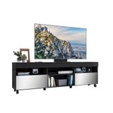 Rack Tv 65&quot; Com Rodízios E Espelho 2 Portas Paris Multimóveis V3330 Preto