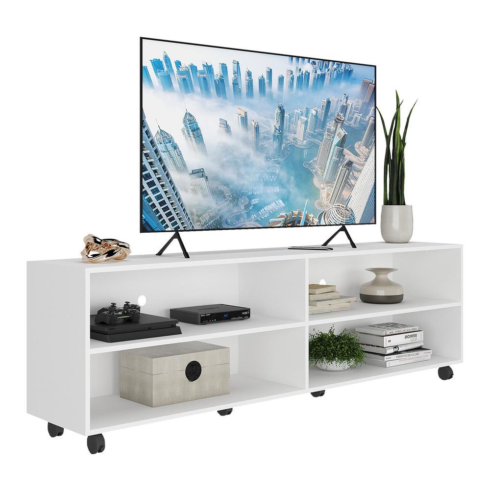 Rack Tv 75&quot; Com Rodízios Jazz Multimóveis V1015 Branco